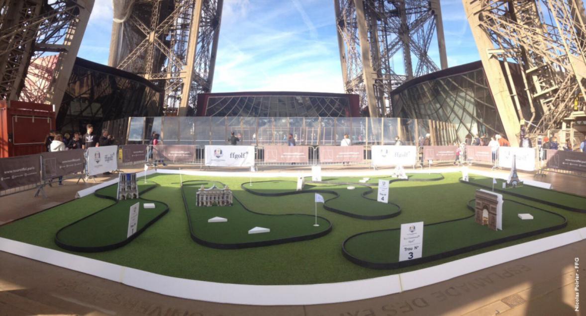 mini golf from the 1st floor of the Eiffel Tower