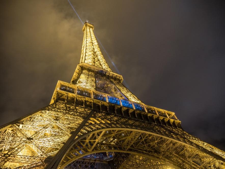Tour Eiffel night view from the south pillar 