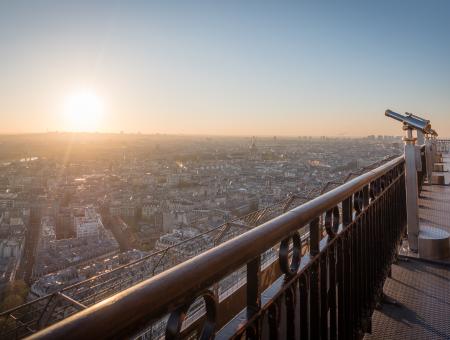 Sunrise from the 2nd floor of the Eiffel Tower 