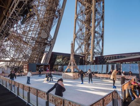Ice-skating on the Eiffel Tower 
